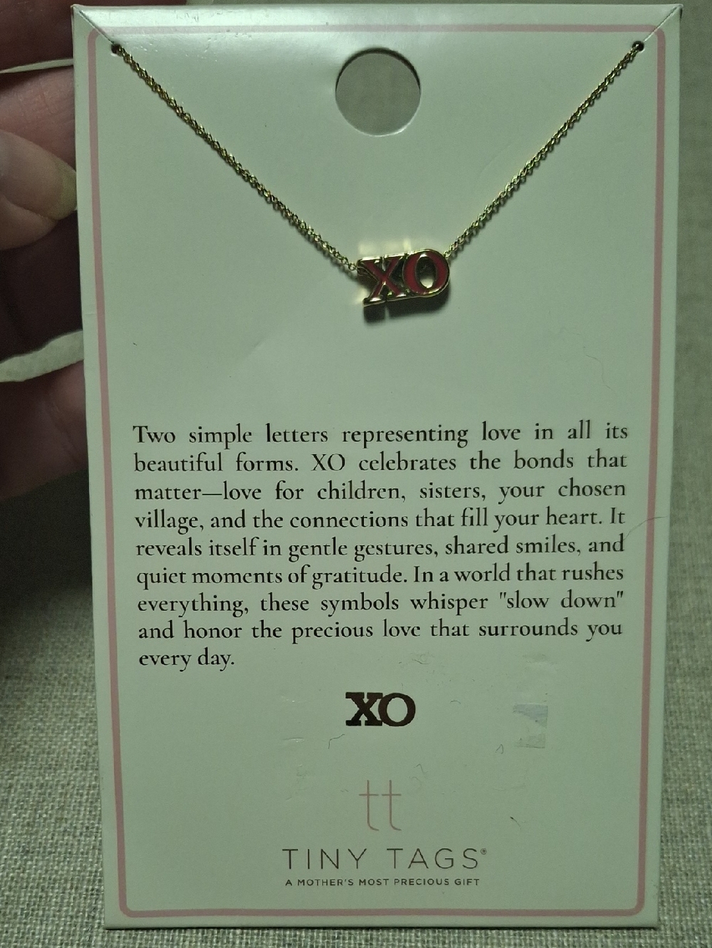 Tiny Tags XO Gold Necklace with Red Enamel